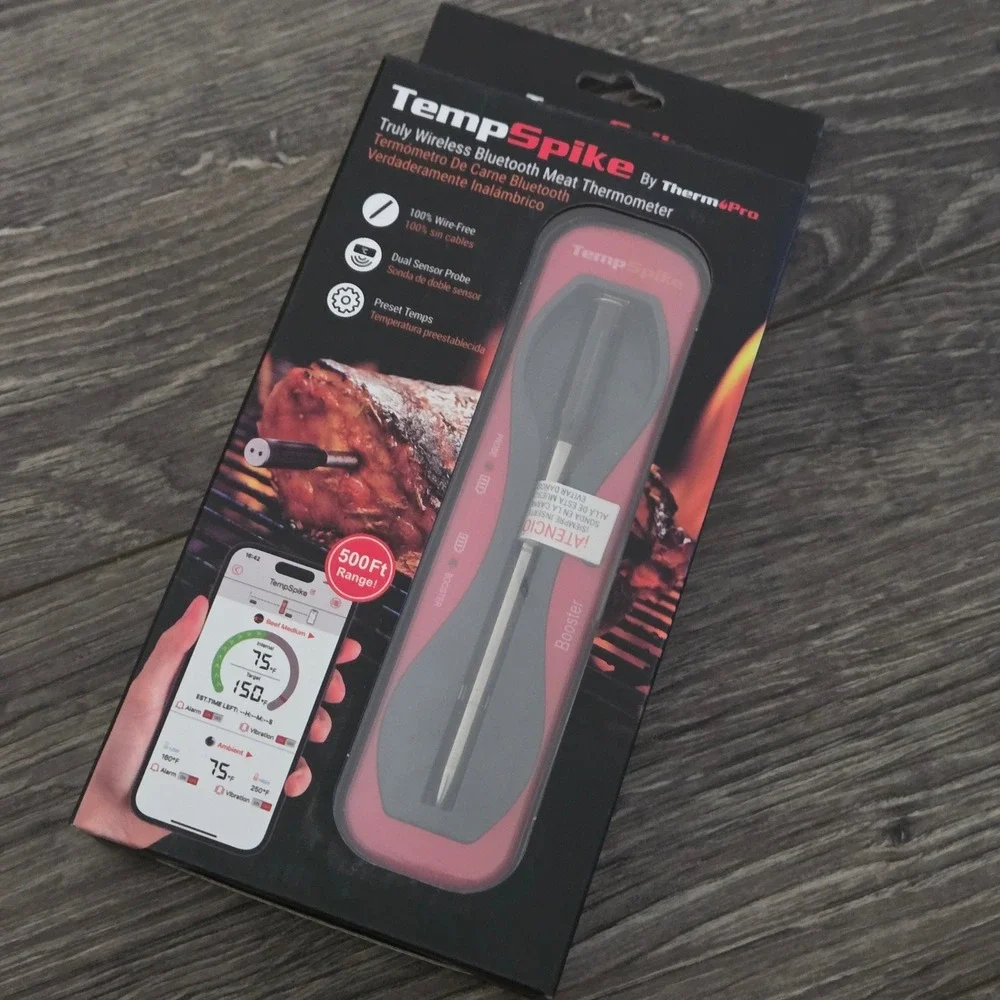 ThermoPro TempSpike Wireless Bluetooth Meat Thermometer TP960W Red NEW